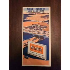 Maine Vermont New Hampshire Road Map Courtesy of Atlantic Refining Corp 1955 (D9 picture