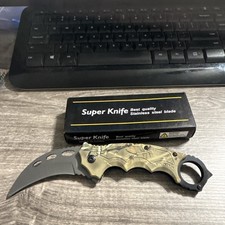 Camouflage Karambit Assisted Open Blade Pocket Knife Claw Hunting/Tactical picture