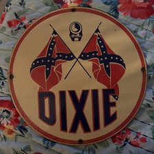 Vintage Porcelain Enamel Single Side Dixie Gas Sign  picture