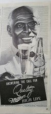 1946 Miller high life beer bottle black bartender serving tray vintage ad picture