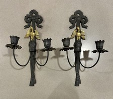1976 Virginia Metalcrafters Horace Burns Brass Eagle Wall Sconces Pair 15” picture