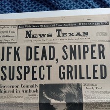 RARE President Kennedy Assassination - Nov. 23, 1963 Dallas/Ft. Worth Newspaper picture