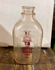 Better Dairies Clear Glass Milk Bottle Red Print Deposit Bottle Grade A Milk picture