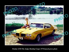 OLD POSTCARD SIZE PHOTO OF 1970 PONTIAC GTO JUDGE COUPE LAUNCH PRESS PHOTO 1 picture