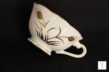 Lefton Golden Wheat Porcelain Cup Hand Painted Footed Scalloped Edge Tea Coffee picture