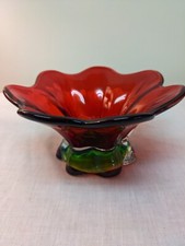 Beautiful Red Glass Flower Bowl from Telaflora for Centerpiece or Decorations picture