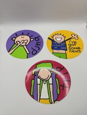 Vintage 1996 Bang on the Door Santoro Graphics x3 Round Cards 90s Retro Rare picture