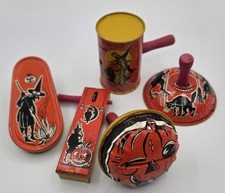 5 Different 1950's Vintage Kirchoff USA Halloween Noisemakers Noise Makers picture