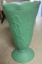 Vintage Jeannette Glass Co Iris and Herringbone Green 9
