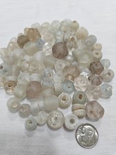 Antique Clear Glass Dogon Trade Beads 82pc Faceted & Round Czech Dutch Glass picture