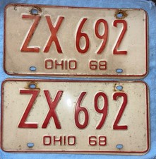 Vintage 1968 Ohio License Plate Set picture