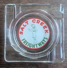 Vintage Salt Creek Freightways Square Glass Ashtray Wyoming Trucking Light Wear picture