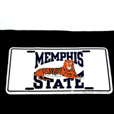 Vintage Memphis State Tigers License Plate Car Tag Metal Embossed Mascot TOM picture