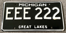 VERY RARE 1970's EEE 222 MICHIGAN LICENSE PLATE ALL ORIGINAL NOS NICE picture