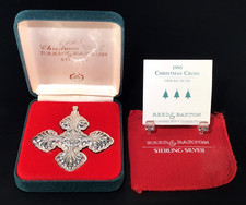 REED BARTON 1995 STERLING SILVER CHRISTMAS CROSS ORNAMENT 14g BOX COA picture