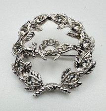 Vintage ORA Shriners Brooch Masonic Wreath Rhinestone Sword Crescent Pin picture