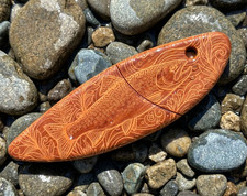 Mini Knife – Brook Trout Engraved ABS Handle – Fish‑Shaped Keychain Knife picture