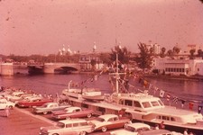 c1950's 35mm Slide Tampa Florida Riverfront Yacht Cars University American Wagon picture