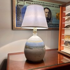 Midcentury Hand Thrown Glazed Ceramic Lamp Signed Smith picture