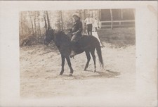 c 1910 East Millinocket, Maine Boy on Horse RPPC Real Photo Postcard #3898 picture