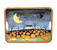 Halloween Melamine Serving Tray w/ Handles Sakura Pumpkin Hollow  19.5