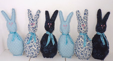 Adorable Hand Crafted Fabric Easter Bunny Decoration, Blue Spring Easter Bunnies picture