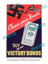 POSTCARD SIZE PHOTO OF CANADA MILITARY WWII VICTORY BONDS APPEAL POSTER picture
