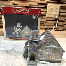 Lemax Dickensvale Lighted Parish Church Christmas Village Building 1991 #15020 picture