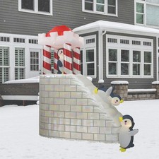9.5 FT PENGUIN ICE SLIDE AIRBLOWN LIGHTED YARD INFLATABLE picture