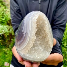 1.9LB Premium Natural Agate Geode Egg Polished Gemstone Egg Healing Mineral Disp picture