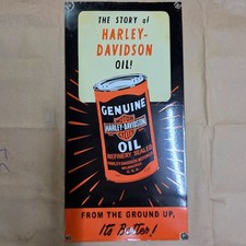 HARLEY DAVIDSON OIL PORCELAIN ENAMEL SIGN 15 X 30 INCHES picture