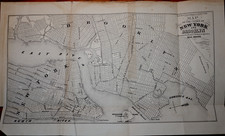Rare 1856 Map Railroad Drawing ~ New York City & Brooklyn Railroads & Routes picture
