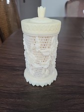 Vintage Barware Celluloid Cocktail Picks Appetizer Holder Asian Lattice Storage picture