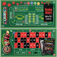 Gamie Double Sided Felt Roulette and Craps Table Mat, 36” x 72” Casino Games ... picture