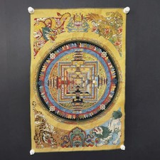 Tibet Buddhist Kalachakra Mandala Mantra Scripture Tapestries Thangka Embroidere picture