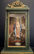 Mid-Century Mexican Nicho Our Lady of Guadalupe Folk Art Shrine  picture
