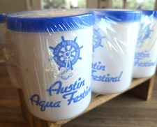 Rare Sealed Set (6) Austin Aqua Fest Foam Drink Koozies Cup Holders Coolers picture