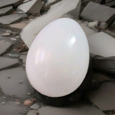 vintage White Alabaster Stone Egg Figurine Smooth Glossy  picture