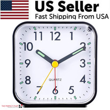 LED Desk Alarm Clock Nightlight Snooze Quiet Non Ticking Battery Powered Bedroom picture