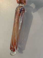 NAILSEA MURANO Hand Blown GLASS PASTRY ROLLING PIN• 16.25 picture