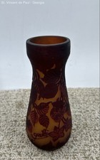 Vintage Emile Galle Tip Red Strawberry Vase Signed Beautiful 7
