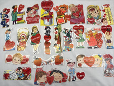 Lot of 23 Vintage 1970-80's School Valentines Unsigned, Some with Glitter picture