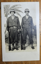 Postcard Old Vintage Card B/W Real Photo Two Soldiers 1944  picture