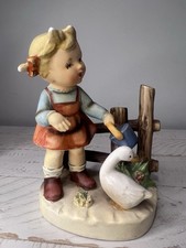 Vintage Ceramic Girl with Goose Figurine picture