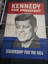 Vintage 1960 JFK Kennedy For President Poster -Massive 41