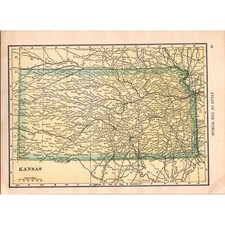 Vintage Map of Kansas and Oklahoma 1910 Map SL1 picture