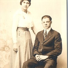 c1910s Danville, IL Couple RPPC Photo Portrait J. M. Irland Studio Postcard picture