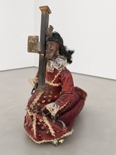 Antique Black Nazarene Wood Jesus Nazareno Santos Figure Carrying Cross READ picture