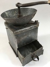 1800s PRIMITIVE+RARE Antique One-Of-A-Kind Hand-Forged Metal Coffee Mill/Grinder picture