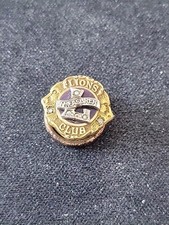 10k Yellow Gold & Enamel Lions Club Treasurer Screwback Pin Pearls gems 2 Grams picture